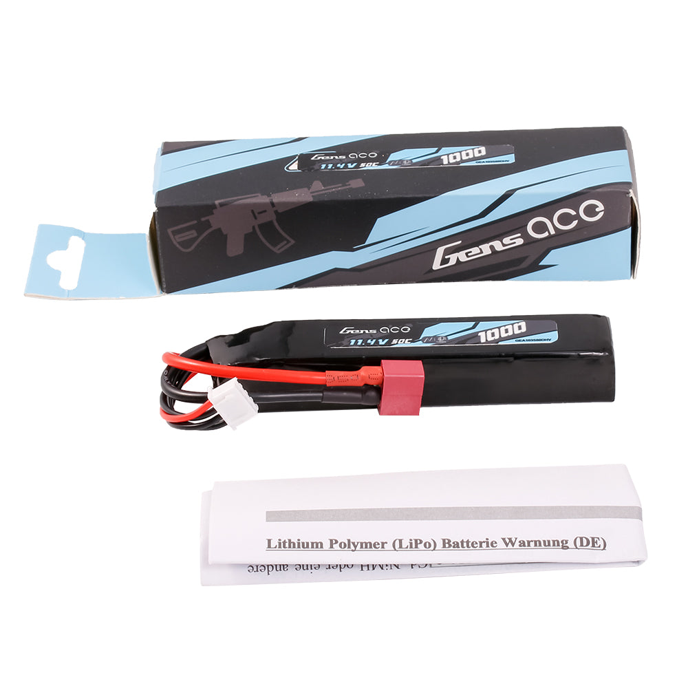 Gens Ace Airsoft Battery 1000mAh 3S batterie lipo 11,4V HV Deans