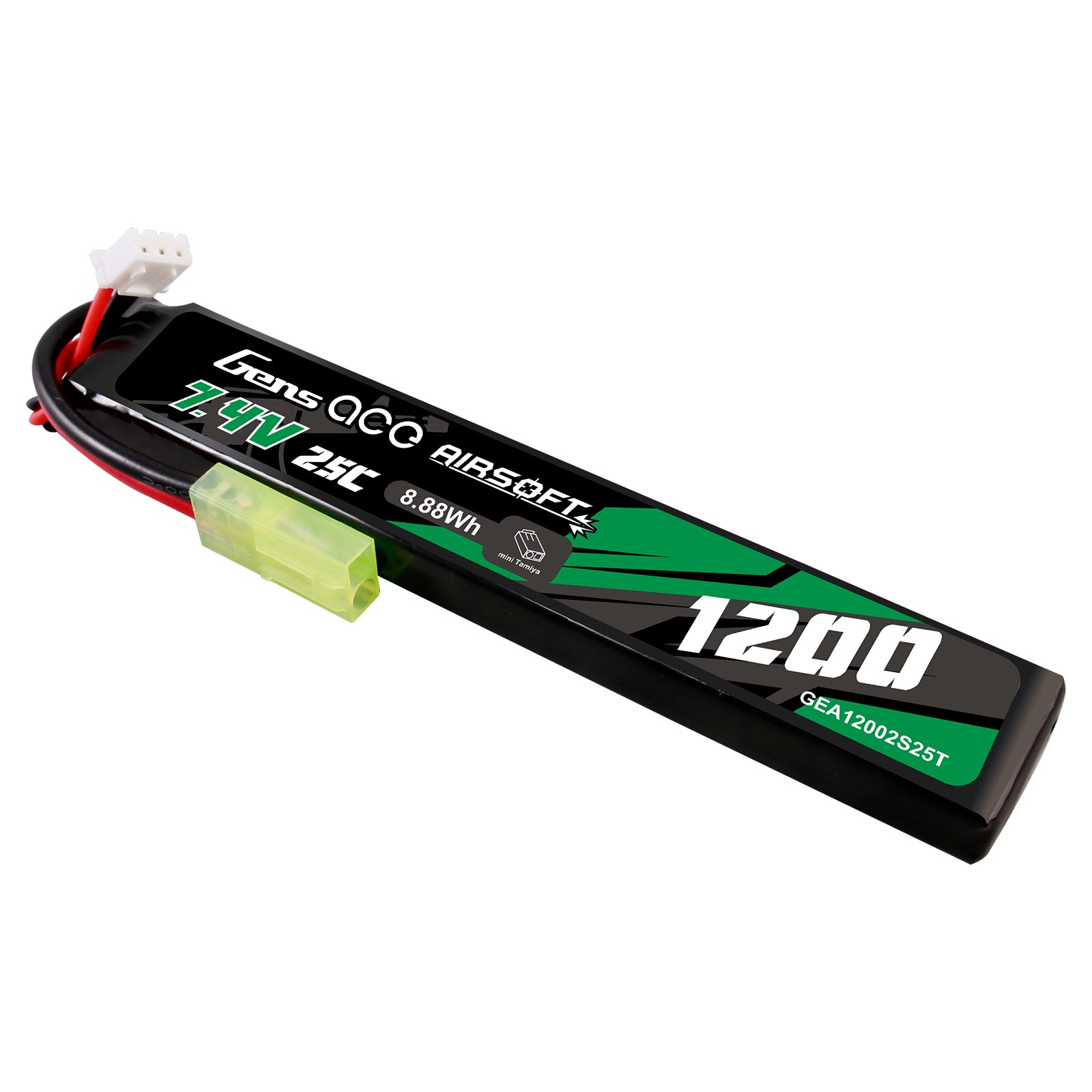 Gens Ace Airsoft 1200mAh 2S 25C batterie LiPo 7.4V Tamiya