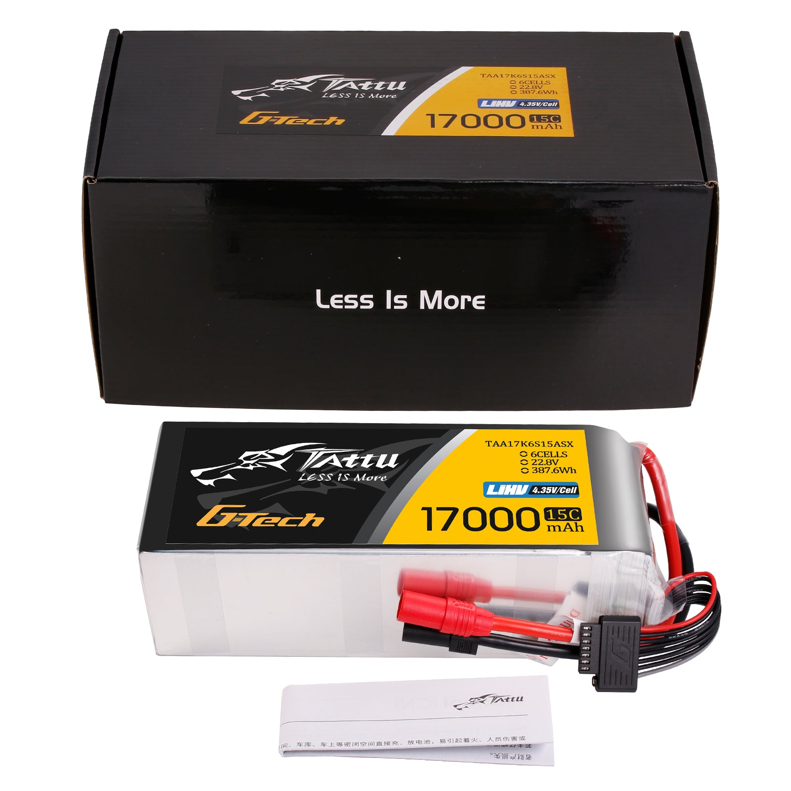 Tattu UAV 17000mAh 6S 15C batterie LiPo HV 22.8V AS150