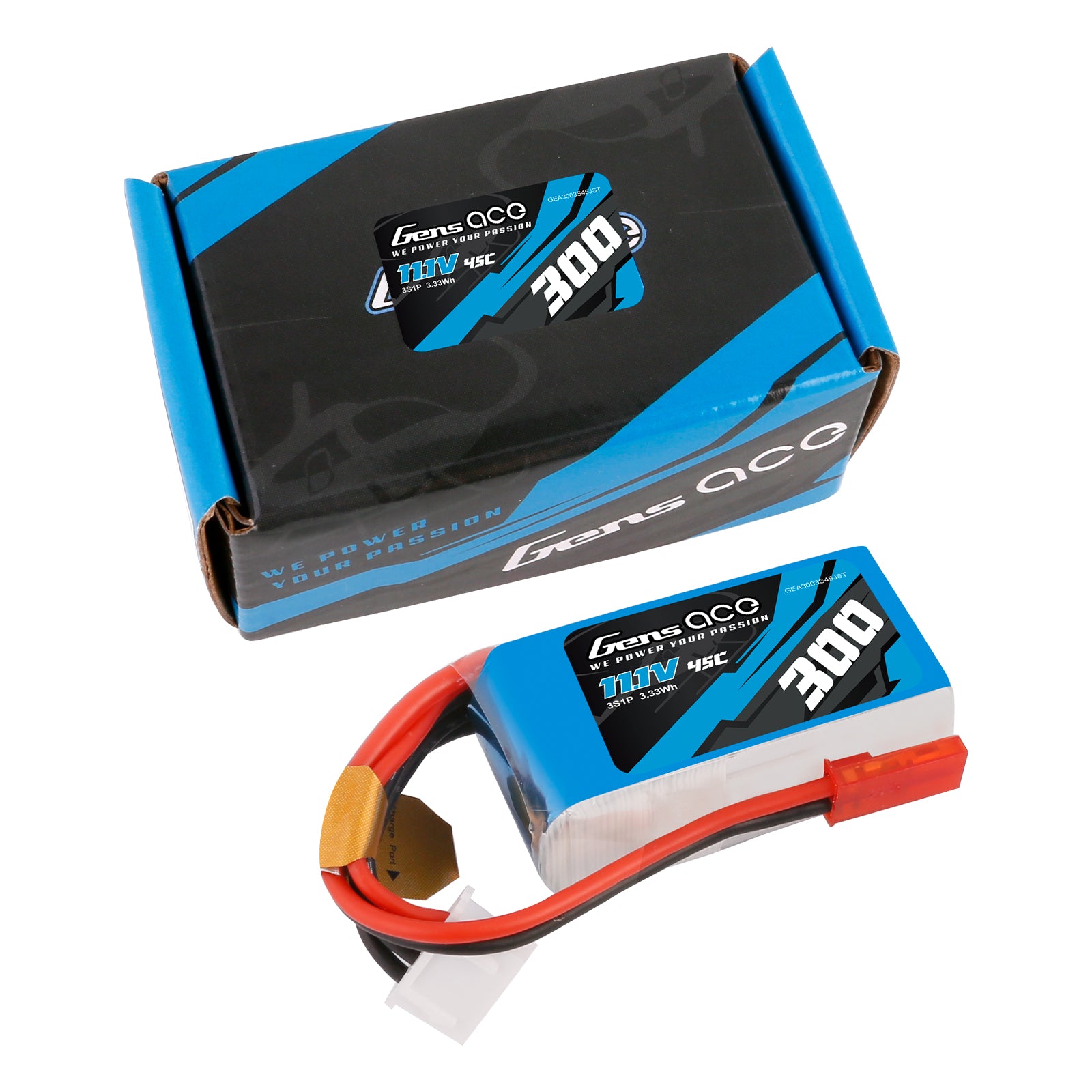 Gens Ace Car 300mAh 3S 45C Batterie LiPo JST-SYP