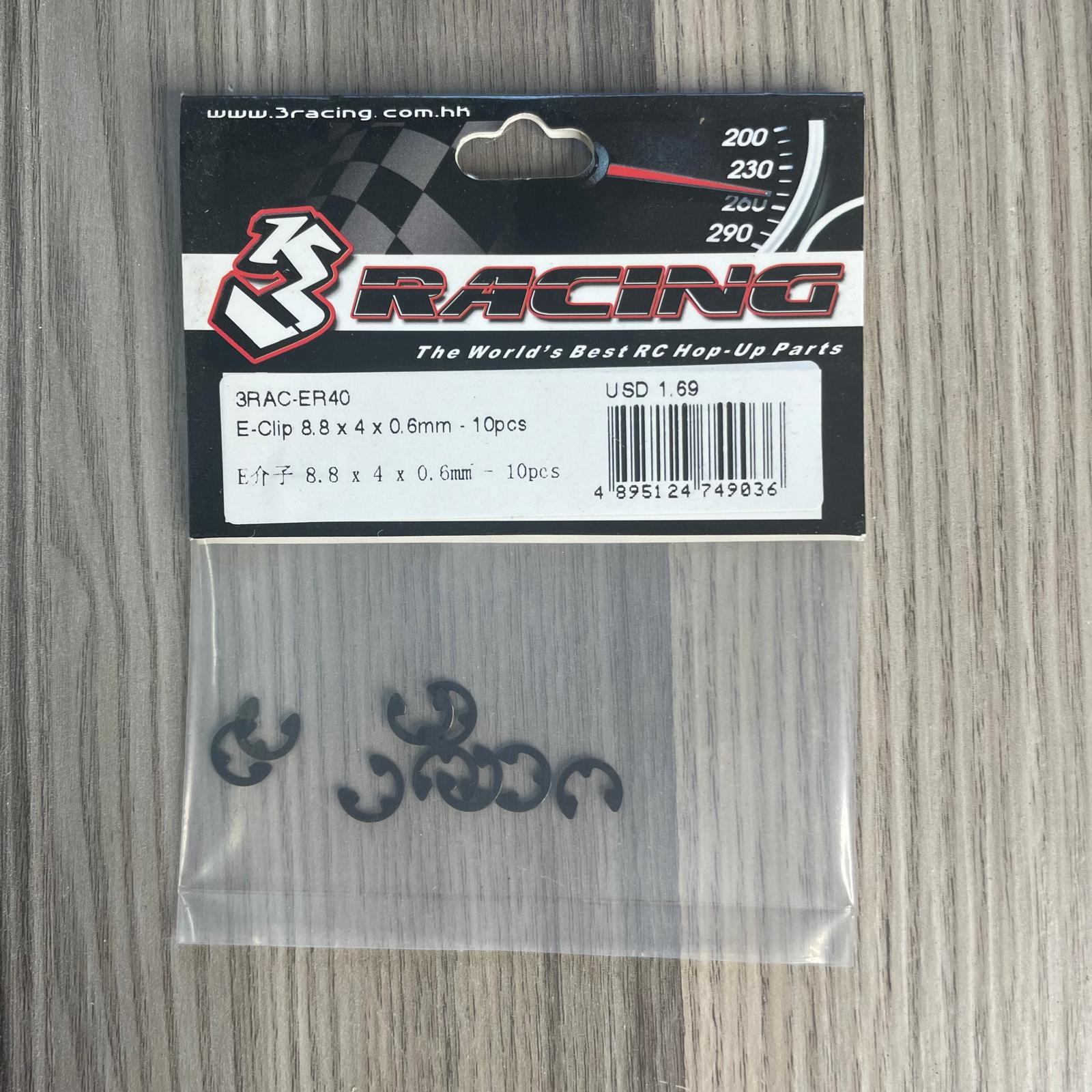 3Racing Parts 3RAC-ER40 E-Clips 8.8x4x0.6mm x10