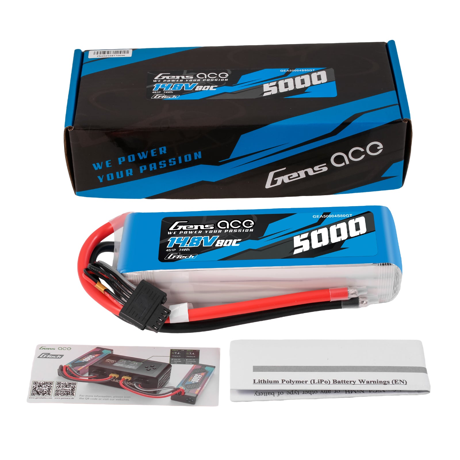 Gens Ace 5000mAh 4S 80C batterie LiPo 14,8V F5B
