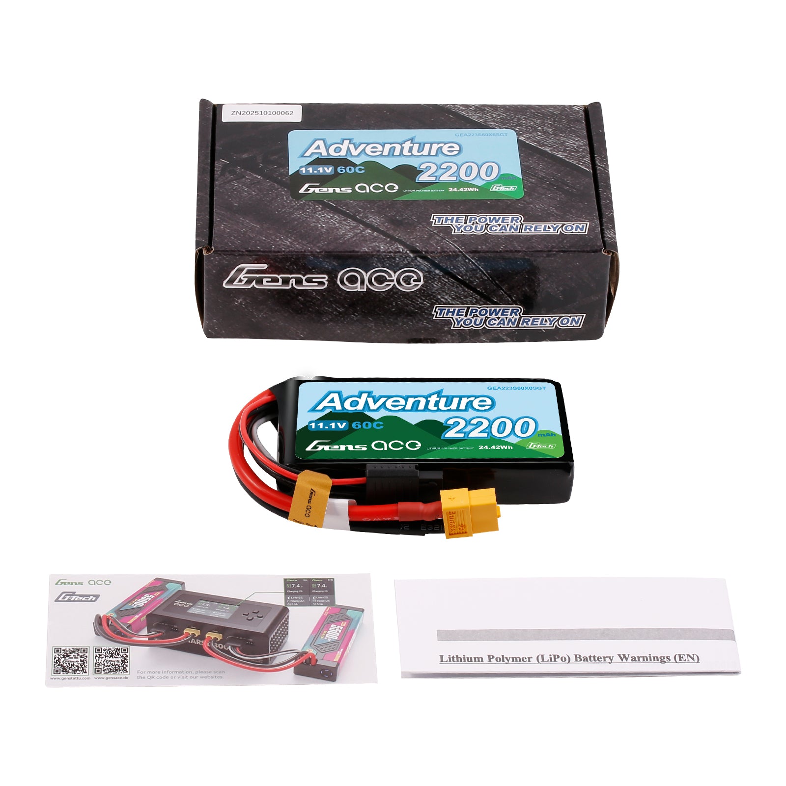 Gens Ace Adventure 2200mAh 3S batterie lipo 11.1V XT60 60C