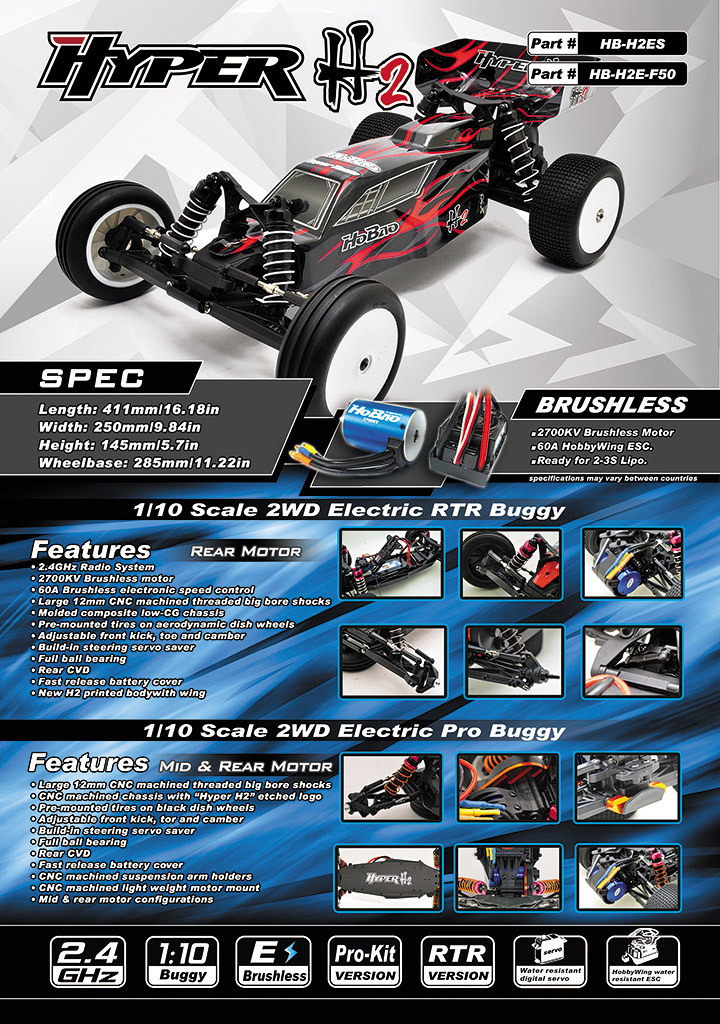 Hobao Hyper H2ES HB-H2ES buggy 1/10 2WD kit pro