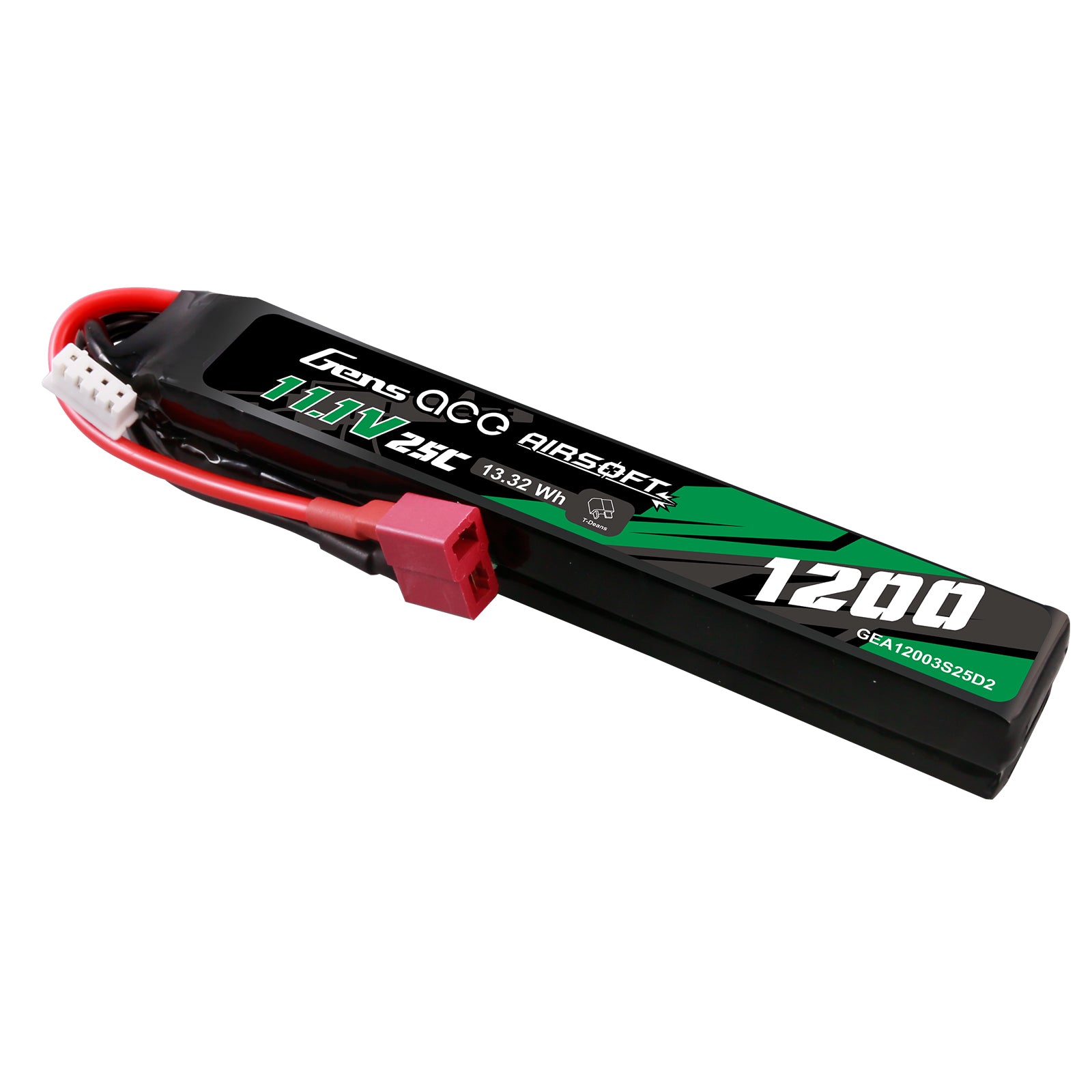 Gens Ace Airsoft 1200mAh 3S 25C batterie LiPo 11.1V Deans saddle