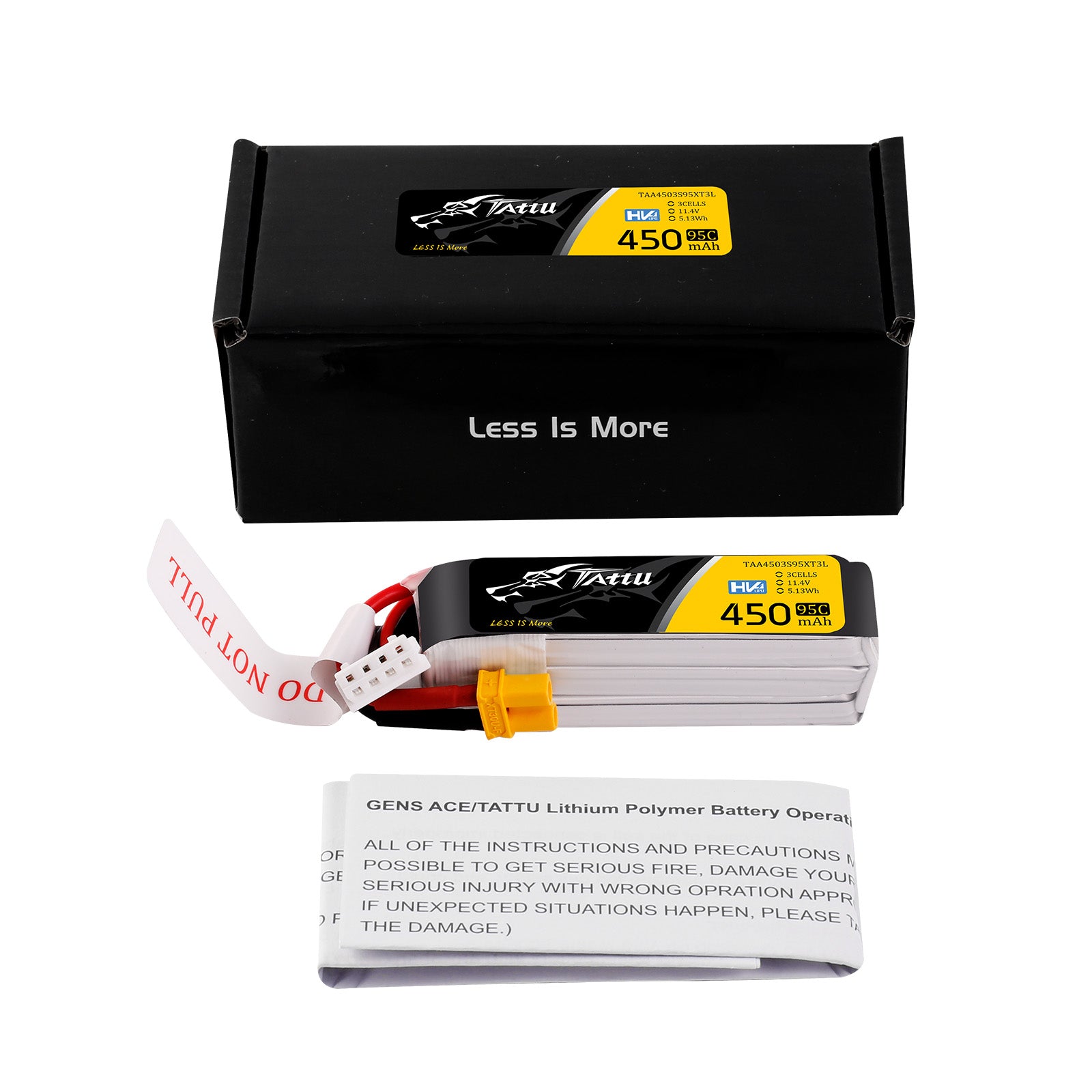 Tattu 450mAh 3S batterie LiPo HV 95C XT30 longue