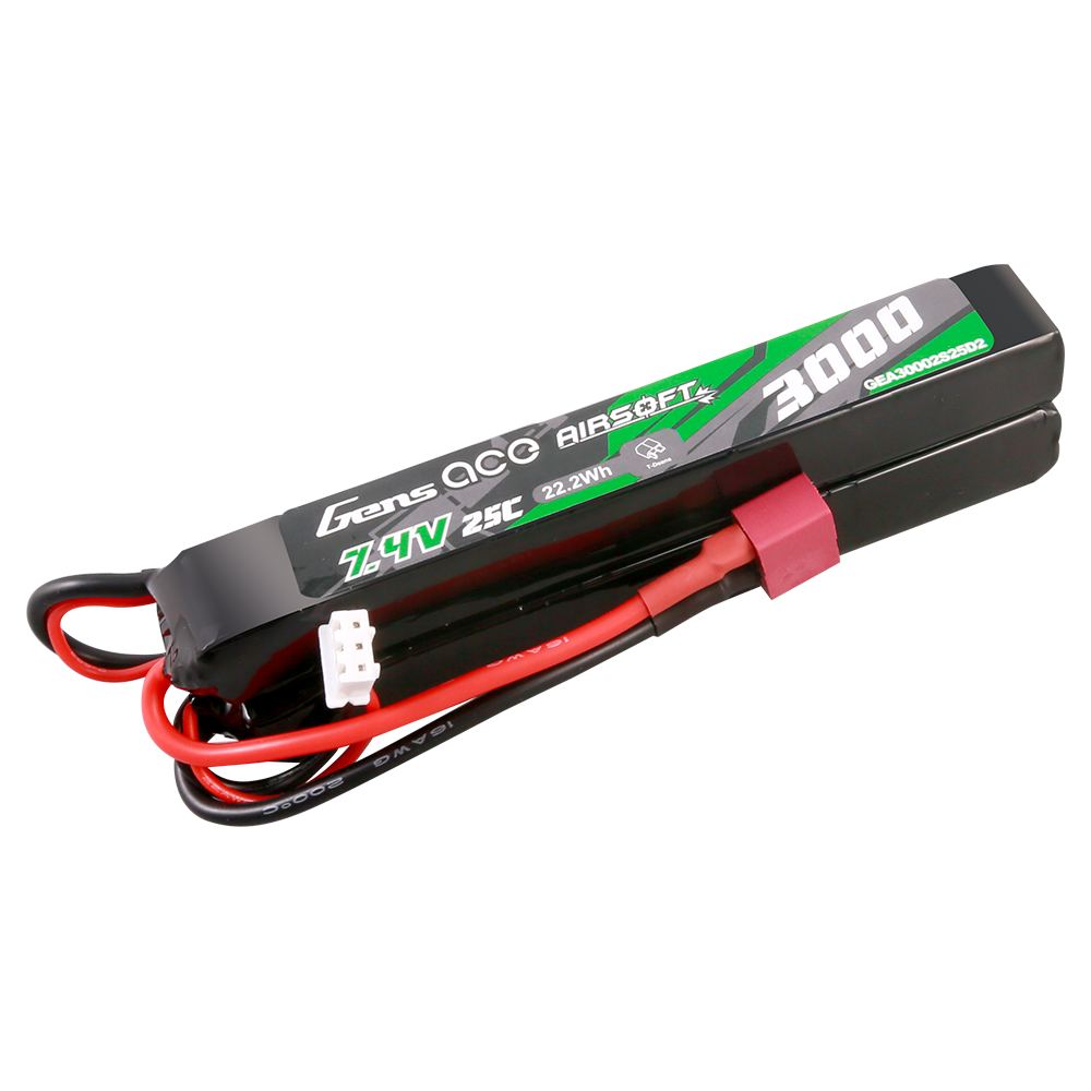 Gens Ace Airsoft 3000mAh 2S 7,4V batterie LiPo Saddle Deans