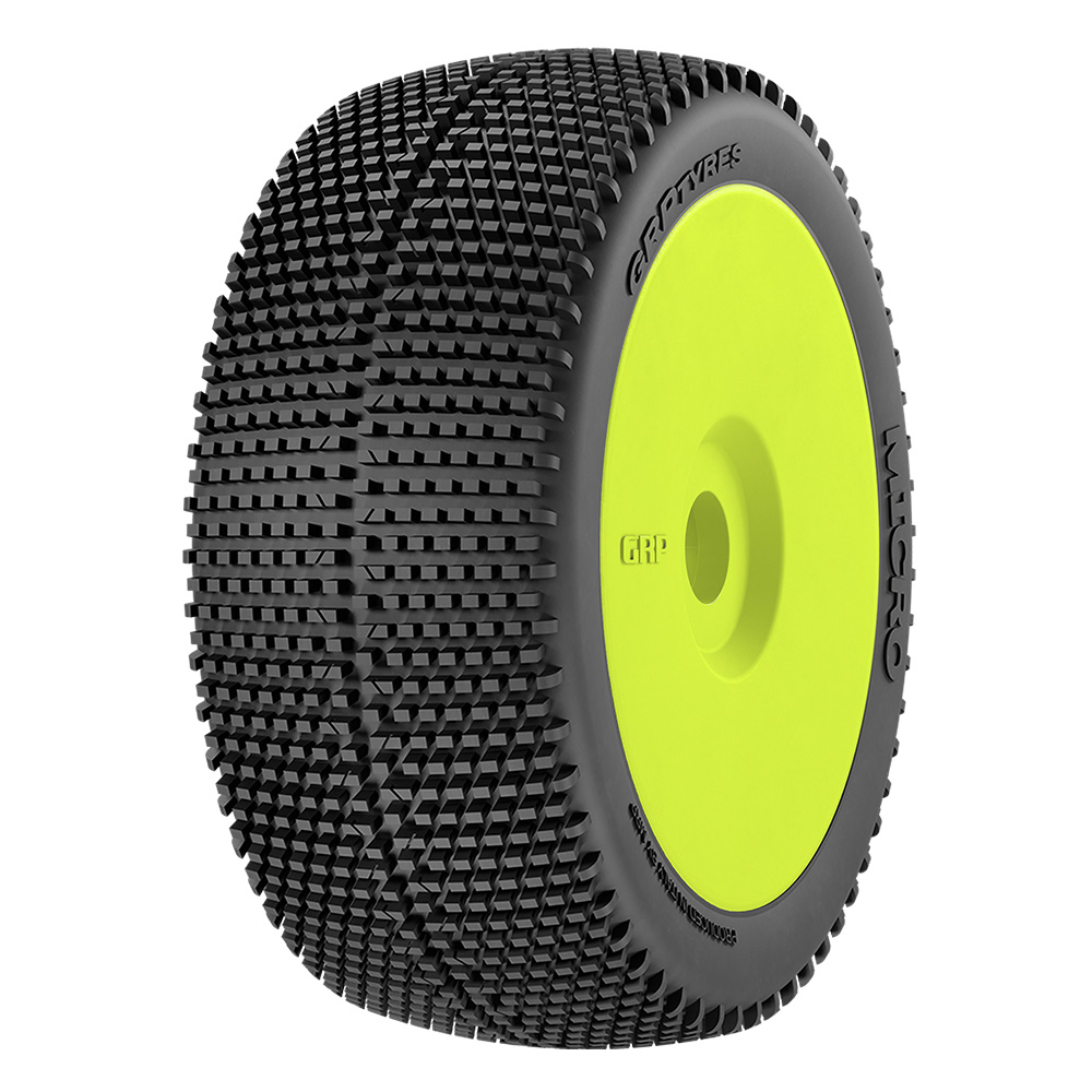 GRP 1:8 Buggy Micro N35 pneus collés jaune x2 grip
