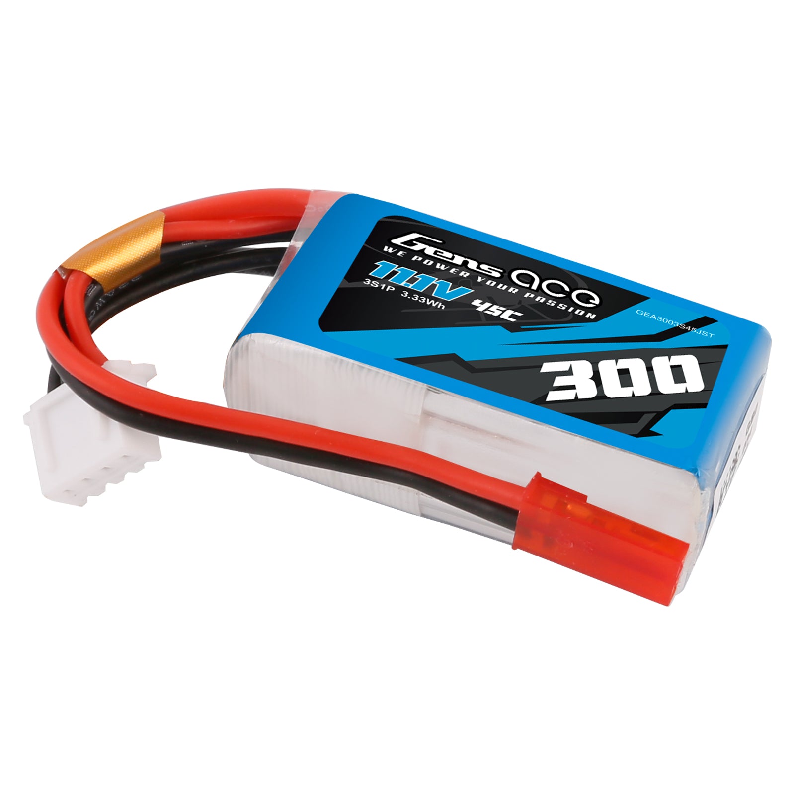 Gens Ace Car 300mAh 3S 45C Batterie LiPo JST-SYP