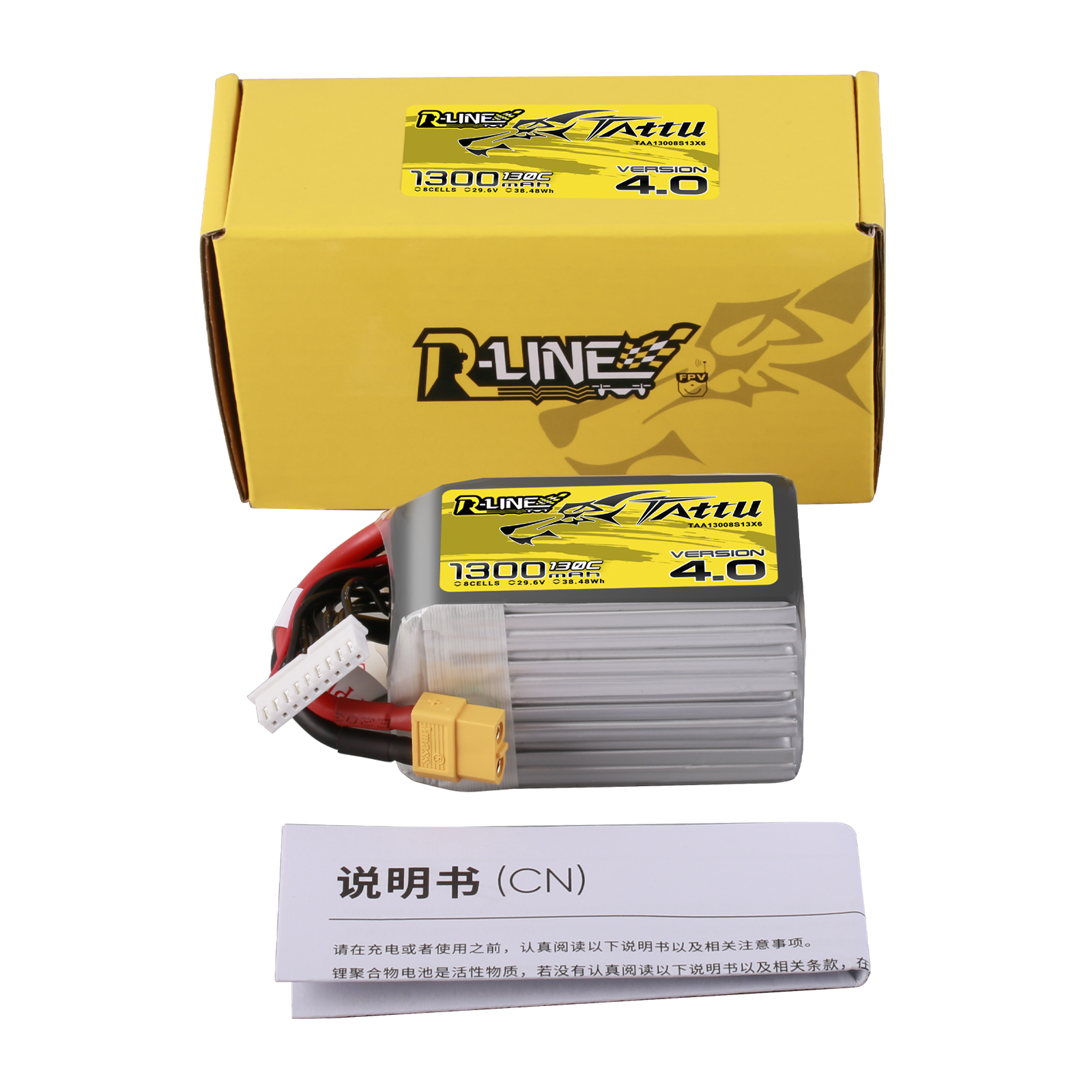 Gens Ace Tattu R-Line 1300mAh 8S batterie LiPo XT60 130C