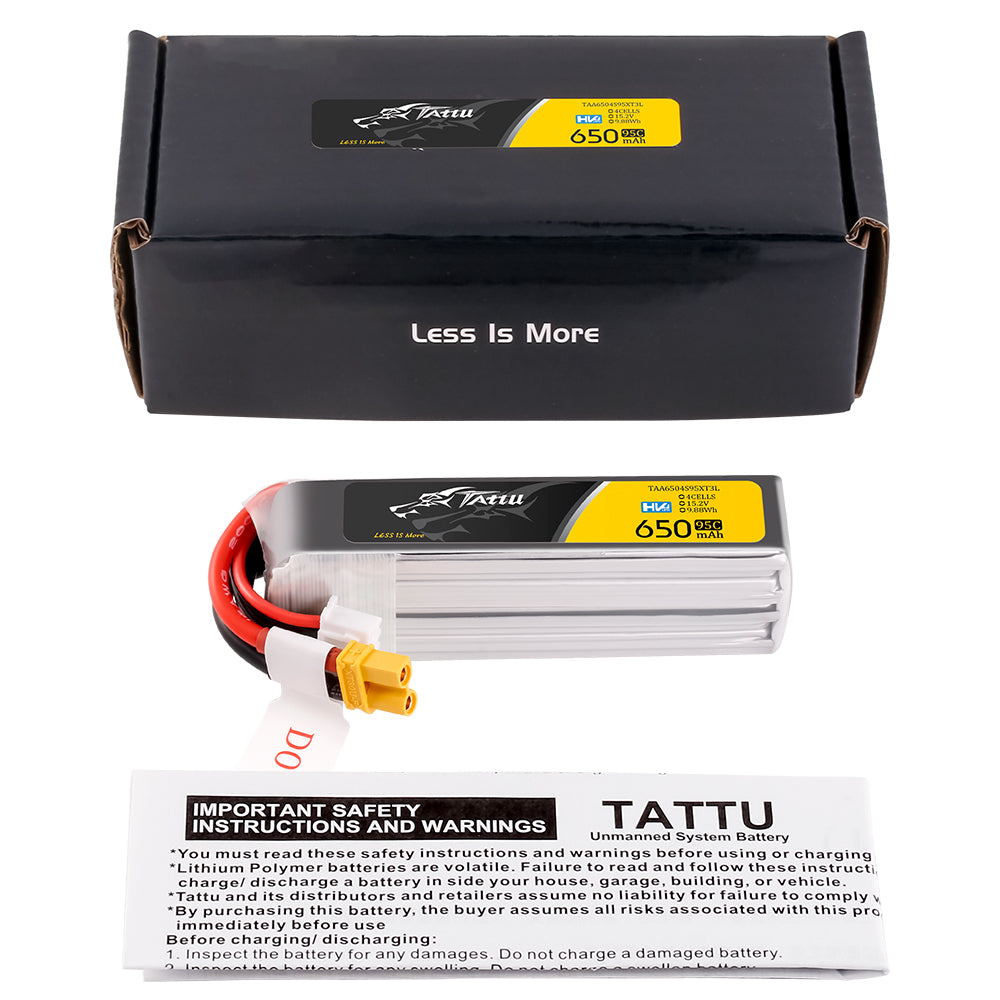 Tattu FPV 650mAh 4S batterie lipo HV XT30U-F 95C