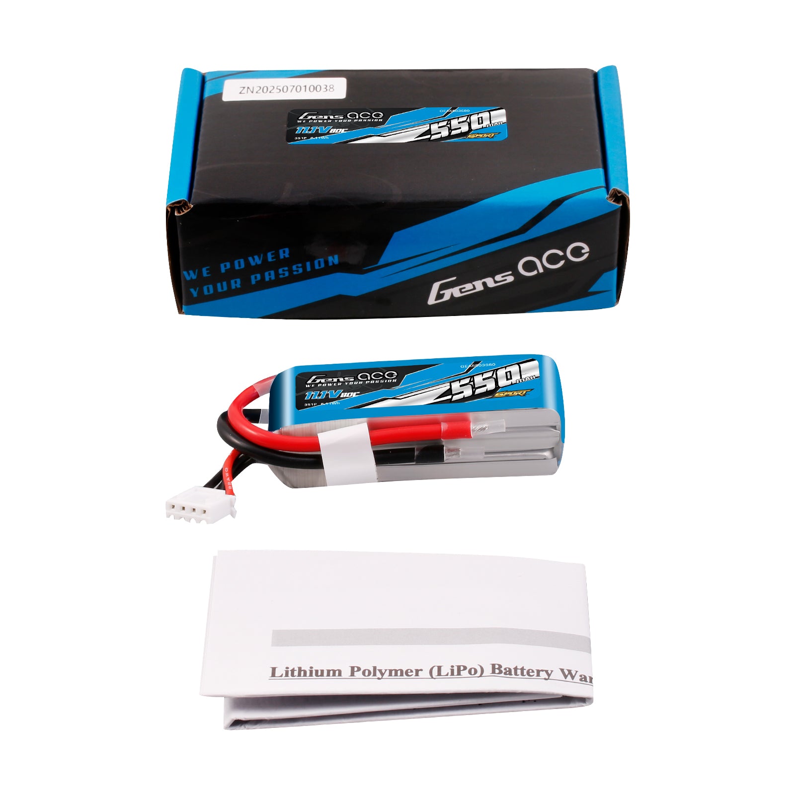 Gens Ace Sport 550mAh 3S 80C batterie LiPo 11.1V F5J
