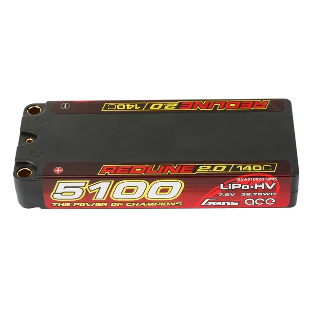 Gens Ace Redline 2.0 5100mAh 2S 140C batterie LiPo 7.6V HV 5.0mm