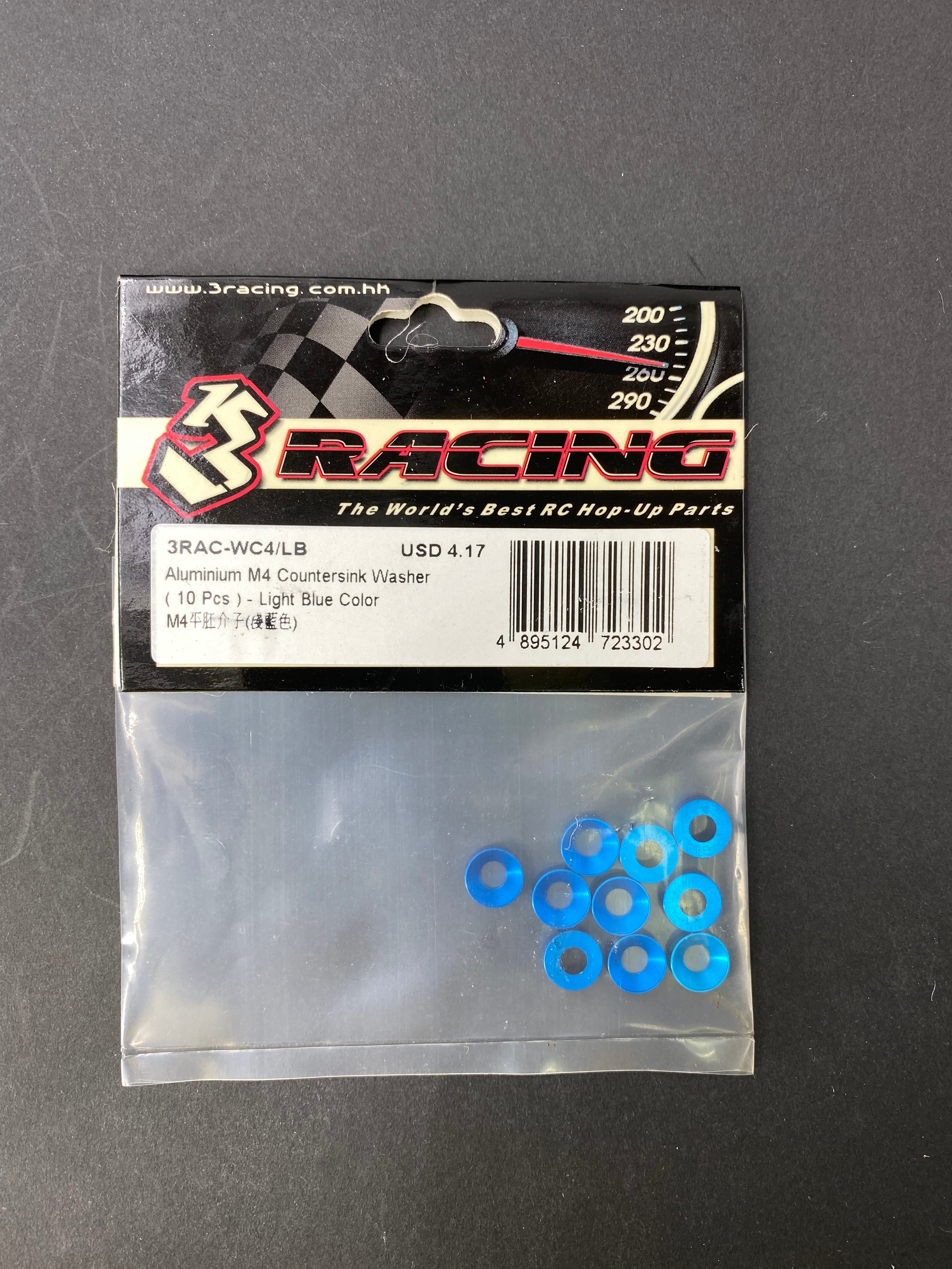 3Racing Parts rondelles M4 fraisées alu bleues x10
