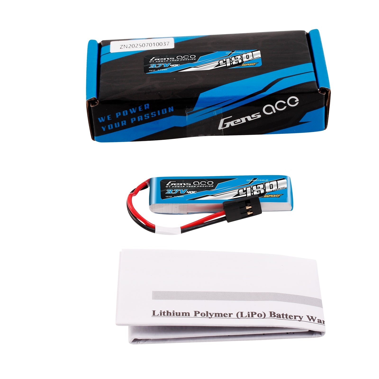 Gens Ace Sport 480mAh 1S batterie lipo JR F3K