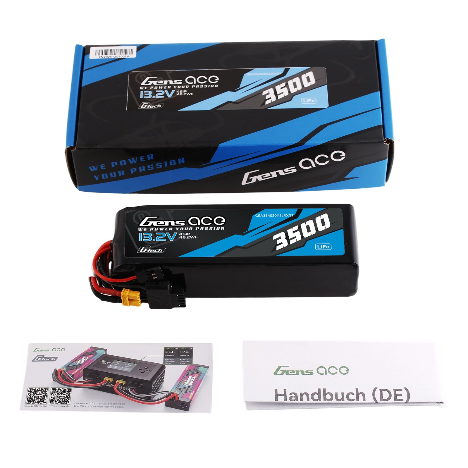 Gens Ace 3500mAh 4S 20C batterie LiFe 13.2V XT30 TX RX