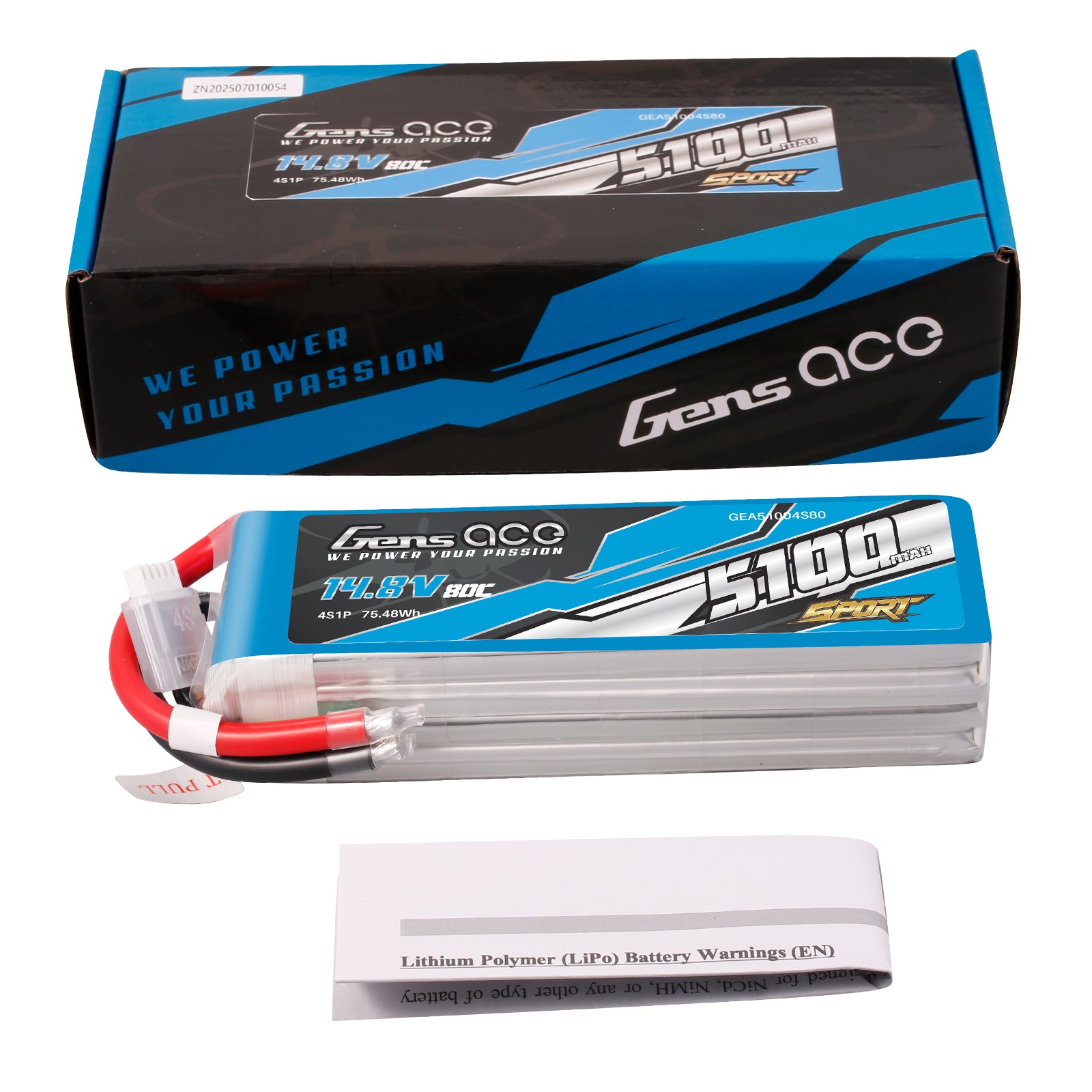 Gens Ace Sport 5100mAh 4S batterie LiPo 80C F5B