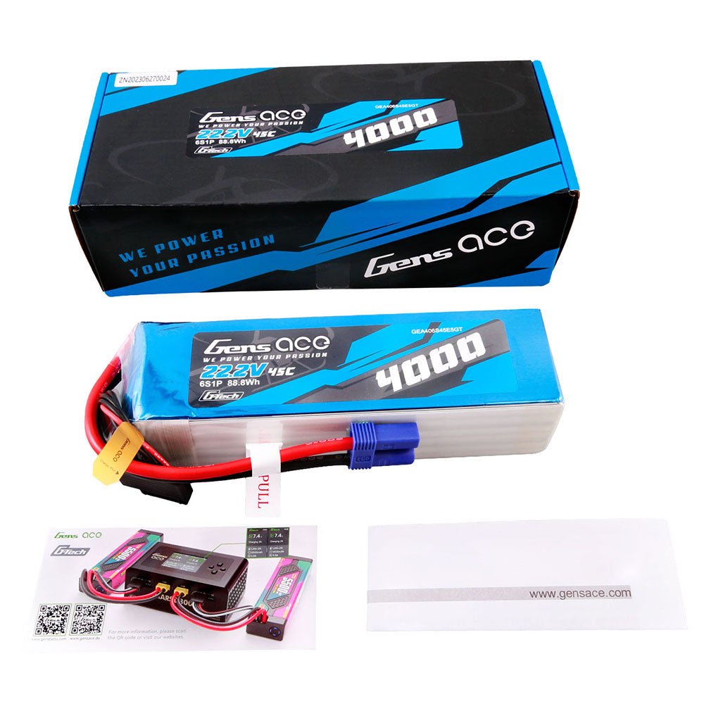 Gens Ace Air Classic 4000mAh 6S 45C batterie LiPo EC5